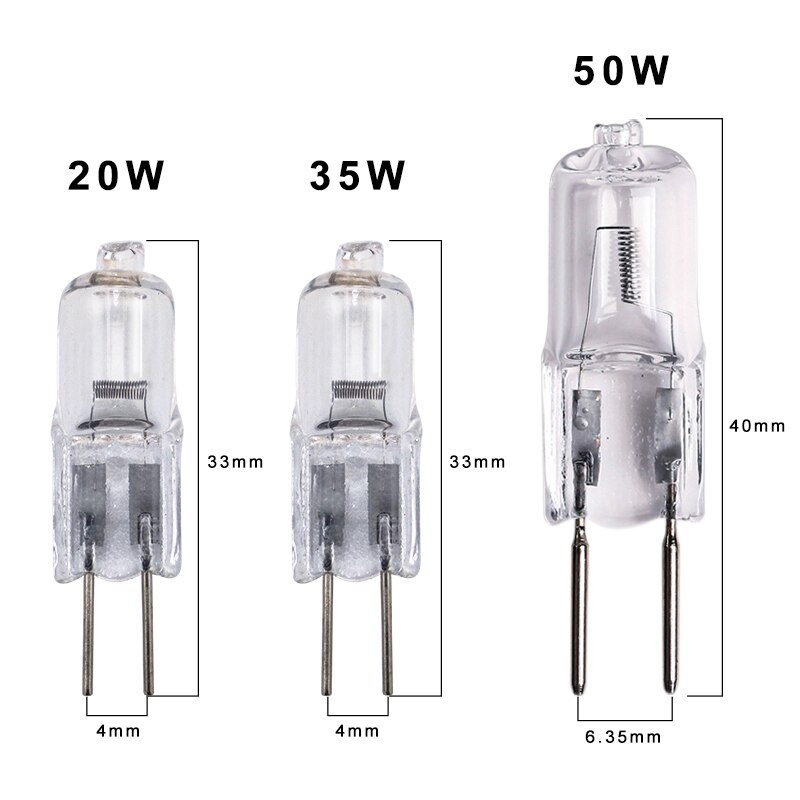 Ac12v halogenlampekuler  g4 20w 35w lysperler kan dimmes  g6.35 50w wolframhalogenpærer varmhvit til lysekrone med krystalllampe