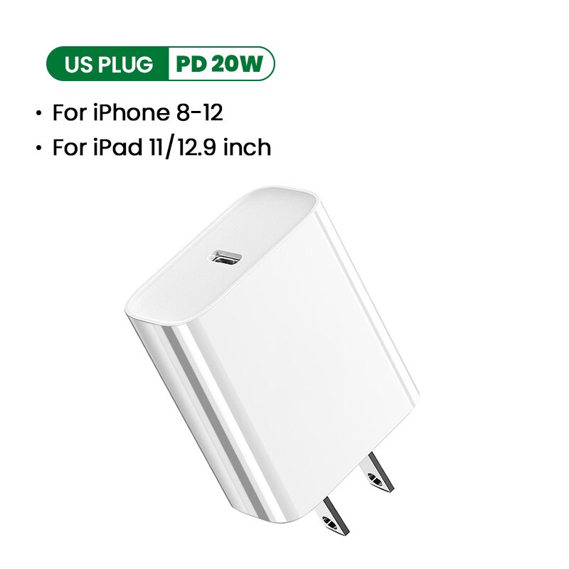 Pd-schnellladegerät 20w qc4.0 usb typ-c schnellladefunktion für iphone 12 mini 11 pro max 3.0 ipad air pro handy-ladegerät eu-us-stecker: 20w uns