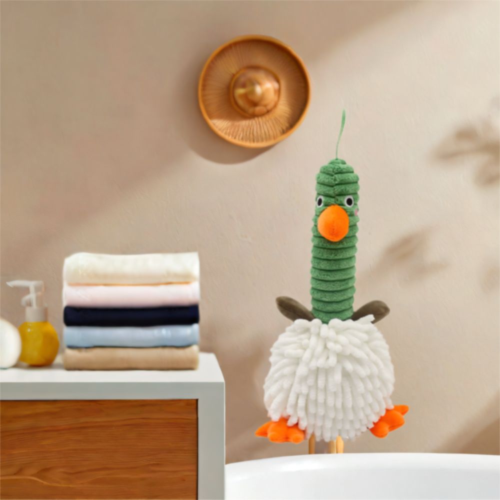 Søt tegneserie chenille håndtørkende dukke plysj myk and håndkle dekorativt tykkere rengjøringshåndkle baderom
