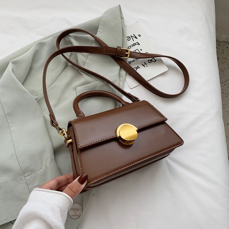 Vintage Retro Totes Bags For Women Handbag Soft Leather Female Small Bag Casual Retro Mini Shoulder Bag: Coffee