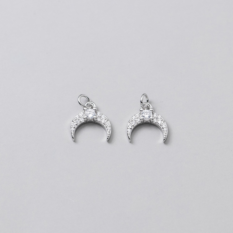 Trustdavis Mode Echte 925 Sterling Zilver Sweet Mini Maan Cz Charm Hanger Handgemaakte Diy Accessoires DZ44