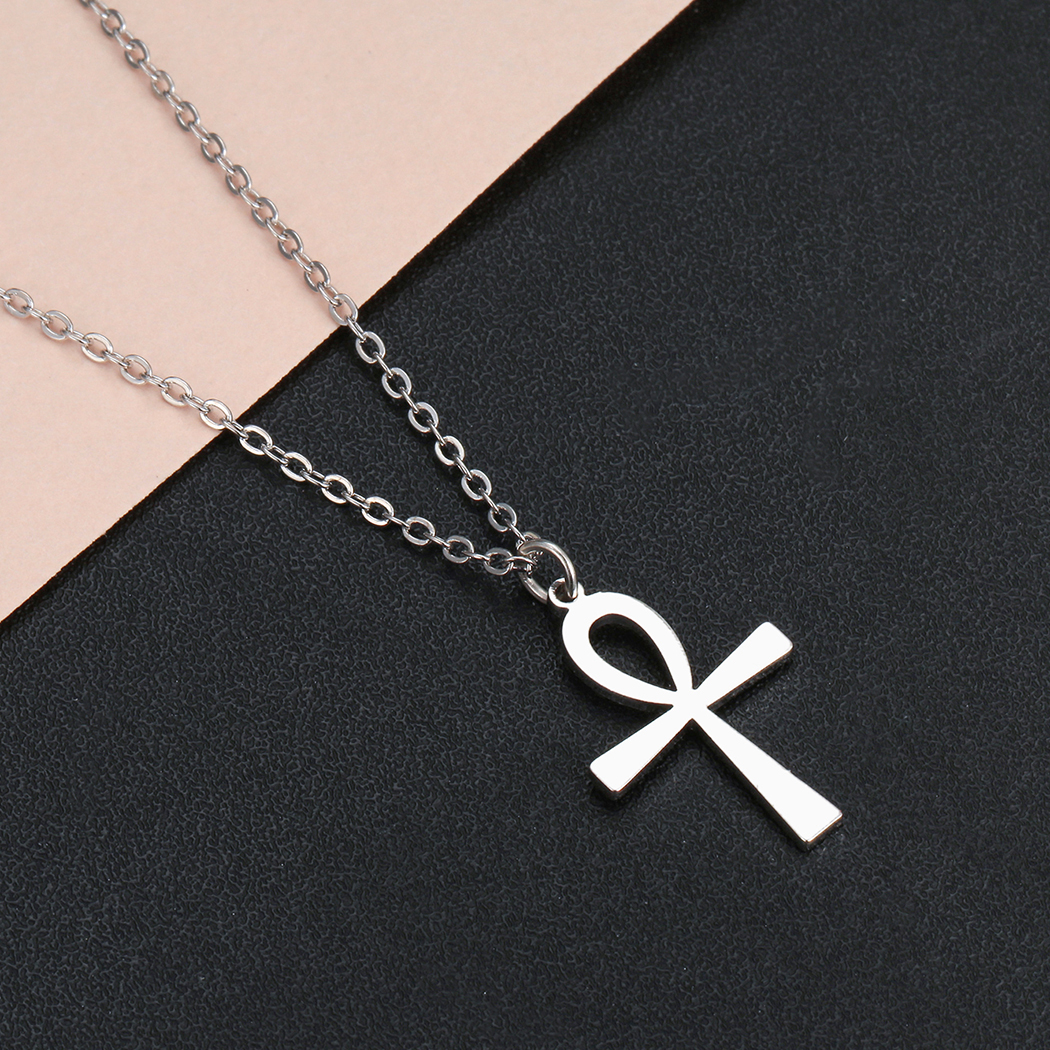 Kinitial Religion Ägyptischen Ankh Kreuz Halsketten Anhänger für Frauen Edelstahl Symbol des Lebens Halsketten Schmuck Schmuckstück