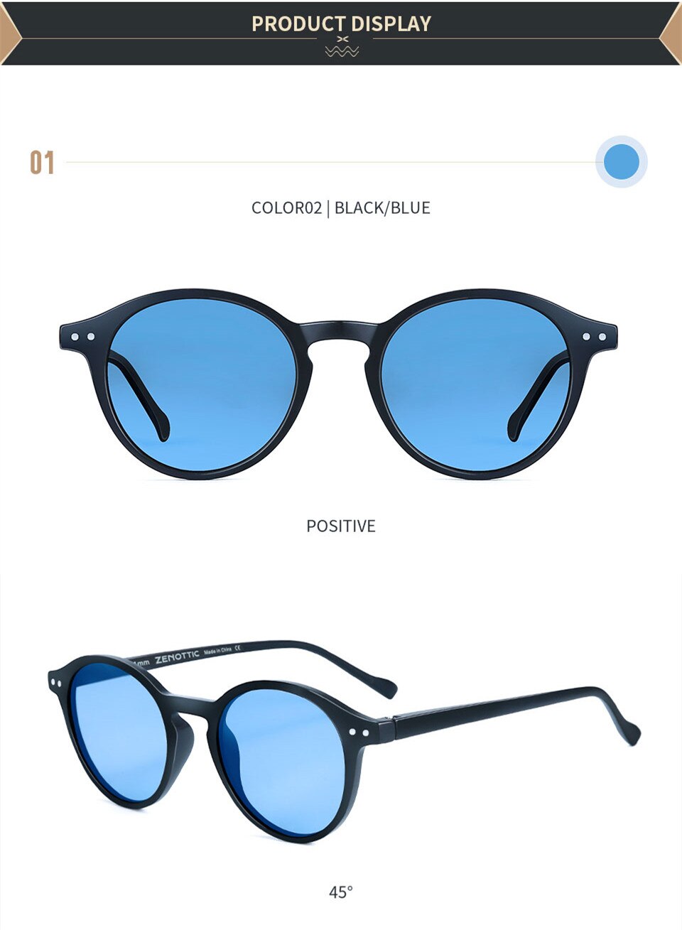 ZENOTTIC Polarized Sunglasses Men Women Vintage Small Round Frame Light Sun Glasses Polaroid Lens UV400 Sunglasses: 002