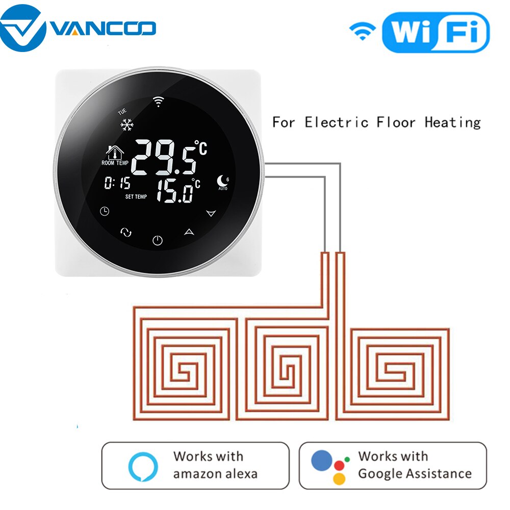 Vancoo Wifi Slimme Thermostaat 220V Elektrische Vloerverwarming Gas Boiler Temperatuur Afstandsbediening Voor Google Thuis, Alexa