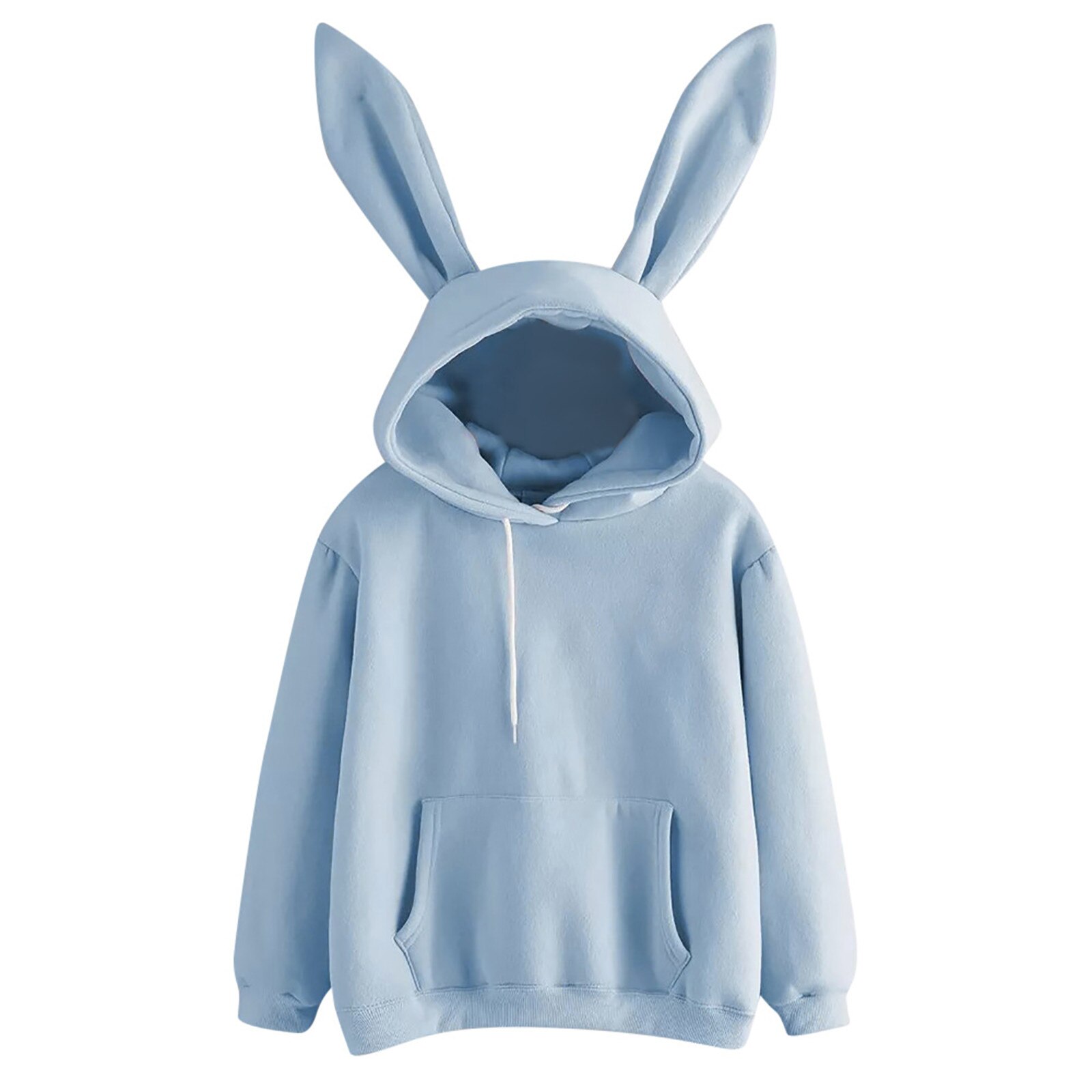 Sudadera de manga larga con capucha de conejo de dibujos animados para mujer, suéter, chaqueta, chaqueta, bonita Sudadera con capucha de conejo para mujer, Otoño e Invierno: M / Blue