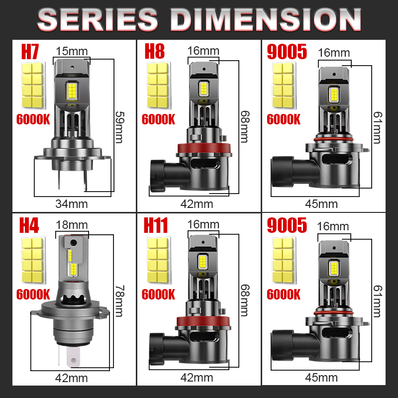 800w stk. turbo  h7 h11 stk. led-forlygtepærer, canbus-lys, 80000lm h4 9012 . 9005 hb3 stk 9006 mini-lampe, 3580 stk. csp trådløs led-pære til bilen med ventilator