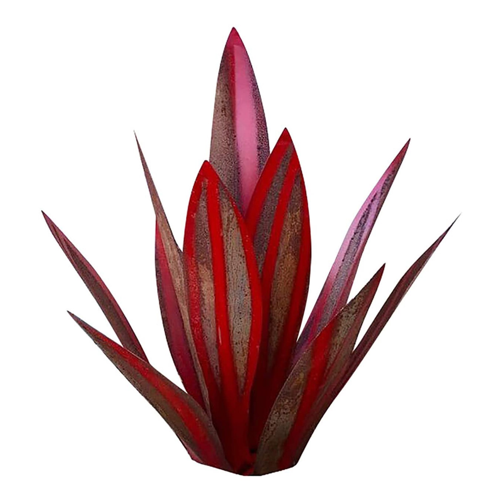 Rustique Sculpture En Métal Peint à la Main Artificielle Agave FER BRICOLAGE Statue D'art Plante Pour La Décoration de Cour De jardin Paysage Ornements: Wine Red 27cm