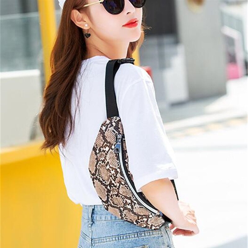 bolso de pecho Retro Serpentine Mini bolso de mujer bandolera bolso de señora cinturón paquete Vintage piel de serpiente impreso riñonera