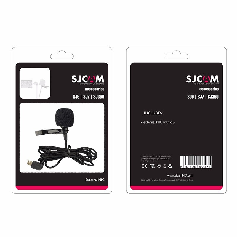 accessoires SJCAM d'origine Microphone externe avec Type de pince pour SJCAM SJ6 Legend/SJ7 Star/SJ360 4K caméra d'action sportive