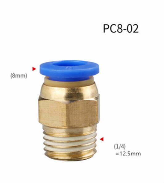 Connecteur Vanne Gaz/air - Filetage 1/4 BSP Mâle, Ø8mm - Lot De 2 (Uxcell, Neuf)
