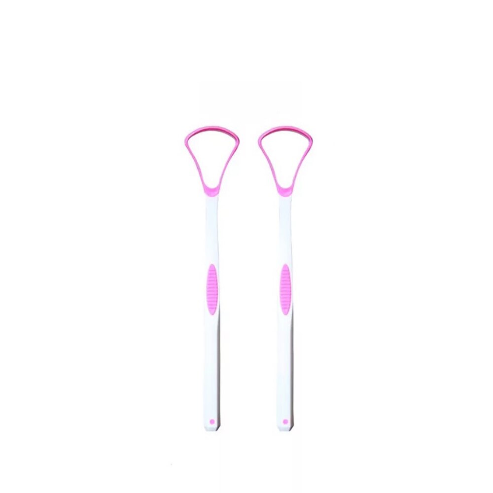 2pcs Portable Tongue Cleaner Brush Soft Tongue Scraper Floss Dental Care Keep Fresh Breath Oral Hygiene Health Care Tools: rose red