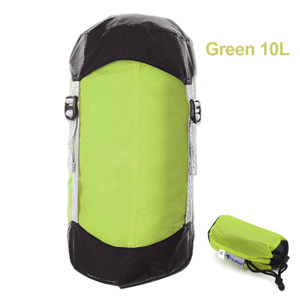 Lixada ultralette kompression ting sæk sovepose kompression sæk løbebånd arrangør 10l/15l/20l til vandring camping: Grøn 10l