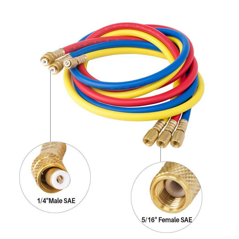 1m/1.5m/2m 72" AC Charging Hose Set For HVAC Air Condition Refrigerant R12 R22 R502 R404a R134a Auto Car AC Charging Hoses Tube
