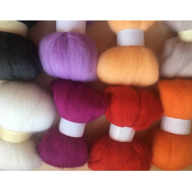 WFPFBEC wol voor vilten 80g 8 kleuren 10g/kleur wol fiber naald vilt