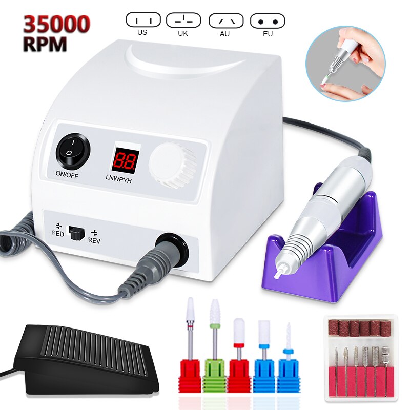 Elektrische Nagel Boormachine Pedicure Manicure Boor Set Frezen Set Nail File 35000Rpm/20000Rpm Polijsten Apparatuur