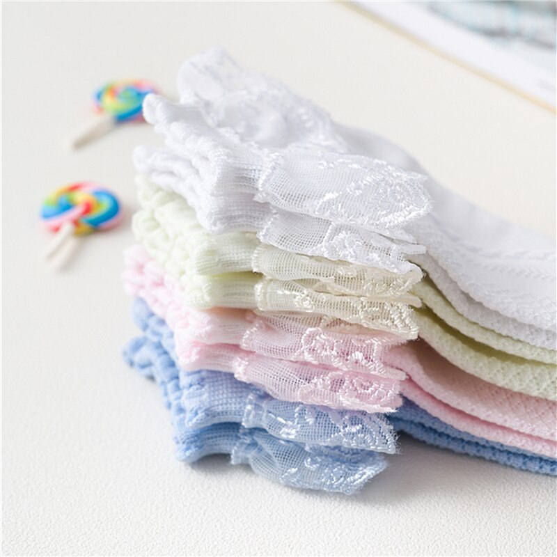 Summer Kids Socks Baby Girl Ruffle Sock Cute Baby Frilly Toddle White Pink Lace Kid Socks For Girls