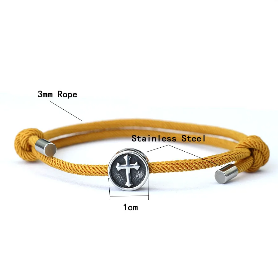 Kruis Armband Voor Heren Handgemaakte Verstelbare 3Mm Dunne String Braslet Unfading Viking Braclet Accessoires Hombre Armband Herren