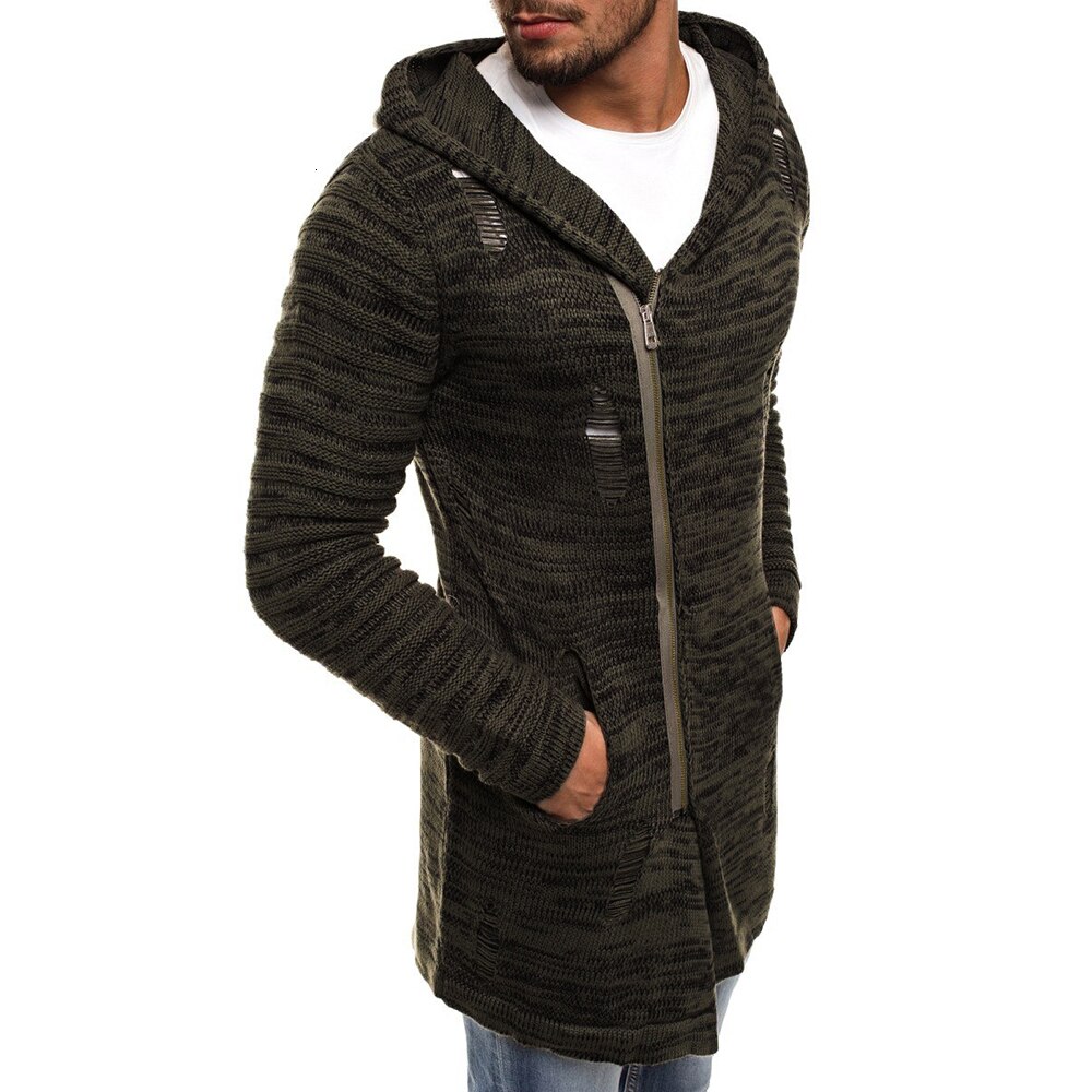 suéter largo para hombre, Abrigo con capucha de Color sólido para hombre, abrigo de invierno cálido, chaquetas largas, M-2XL