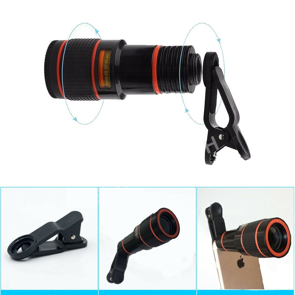 Hd 12x Optische Zoom Clip On Camera Lens Telefoon Telescoop Voor Universele Mobiele Telefoon