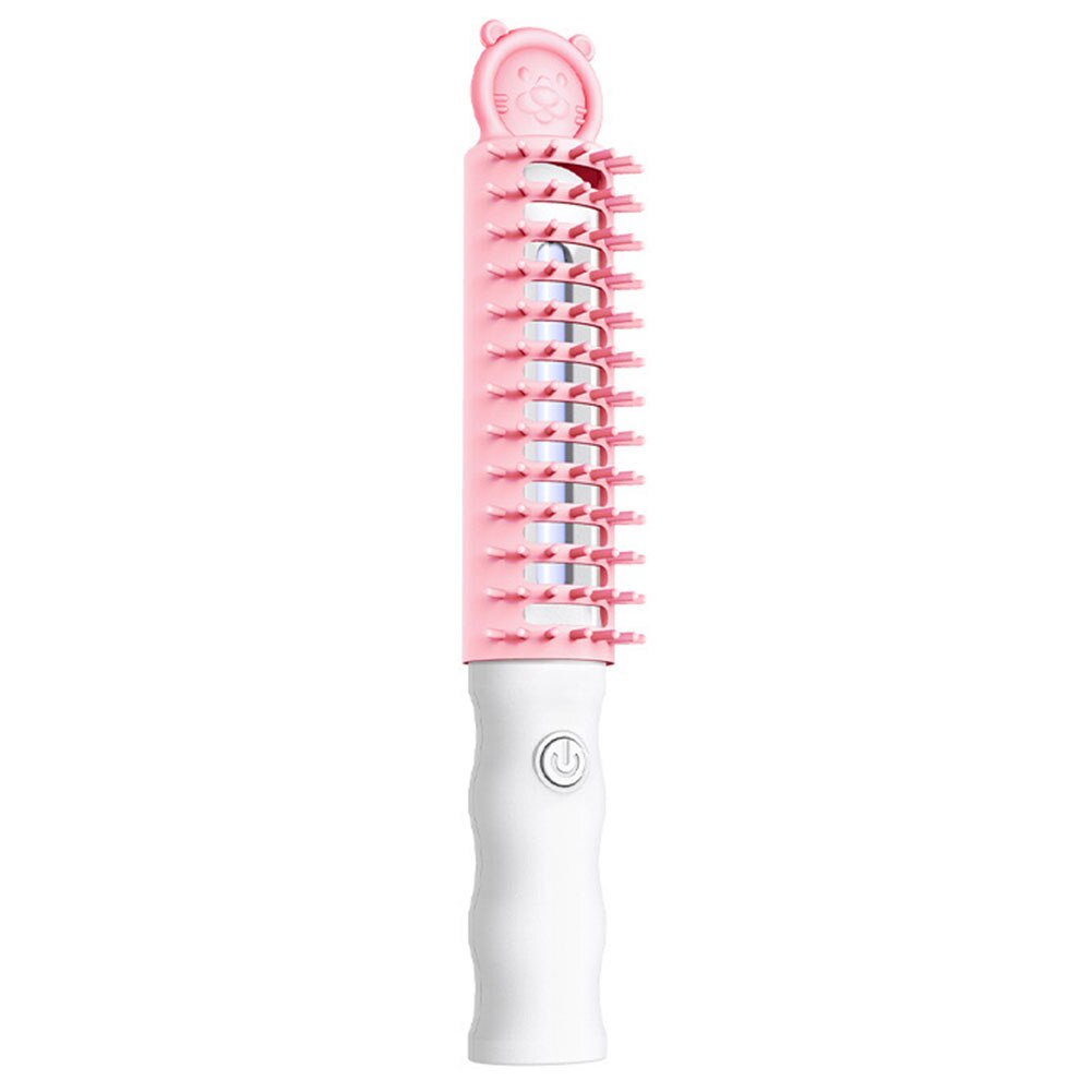 Hand Held Pet Electric Massage Comb UV Disinfection Lamp Sterilization Kill Mites Removal Hair Brush Portable Dog Cat Grooming: Pink