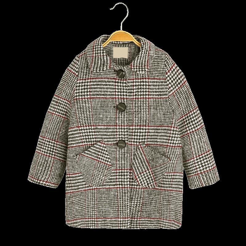 Abrigo largo con peludo para niños y niñas, chaqueta cálida con patrón de cuadrícula, de otoño e invierno, de 4 a 12 años