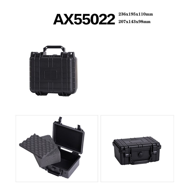 Waterproof Tool Case Impact Resistant Safety Toolbox Impact resistant Sealed Safety Equipment Instrument Case Dry Box with Foams: 236x195x110mm