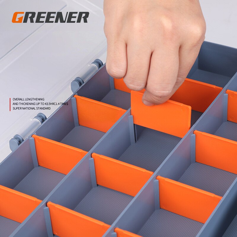 GREENER Plastic Portable Parts Box Screw Storage Box Metal Parts Hardware Tool Screwdriver Auto Repair Divided Material Tool Box