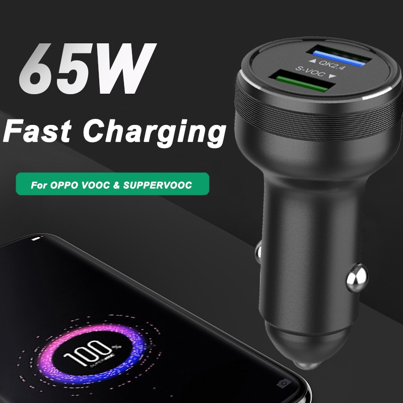 65W Supervooc 2.0 Autolader Snelle Auto Opladen 6.5A Type-C Kabel Voor Oppo A92S Reno 3 Ace 2 X20 X50 R17 R9S K5 Realme X Q V5 5G