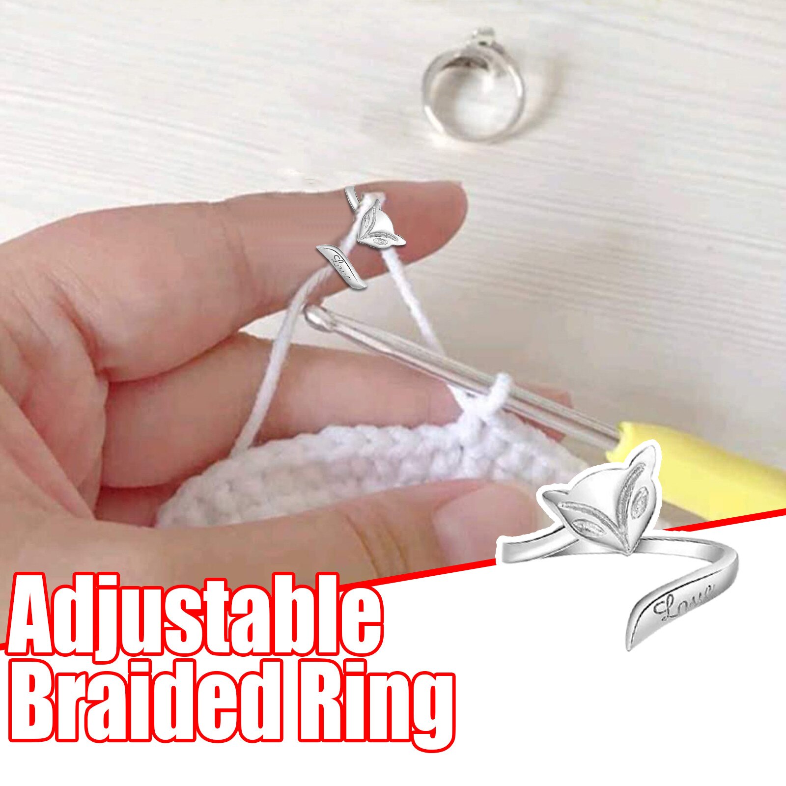 Adjustable Knitting Loop Crochet Loop Knitting Accessories Fox Models Ring Adjust Finger Wear Thimble Yarn Guides Knitted Ring