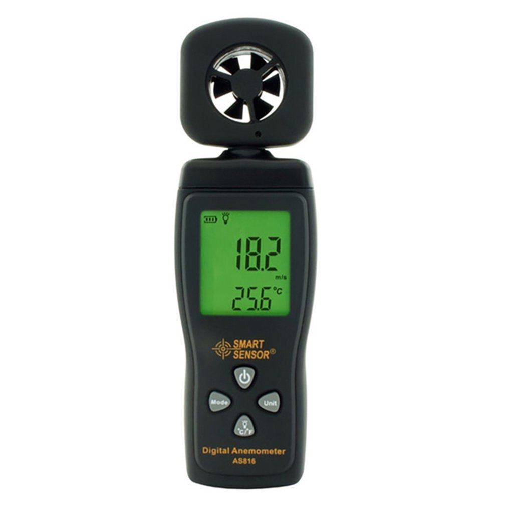 Digital LCD Anemometer AS816 Air Velocity Anemometer Backlit Temperature Measurement Velocity Measurement