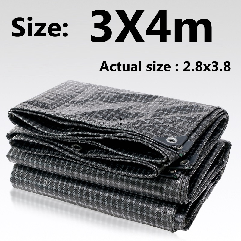 Lona impermeable de PE para exteriores, tela impermeable para balcón, jardín, planta, barco, camión, cobertizo, lona, color blanco y negro: 3X4m