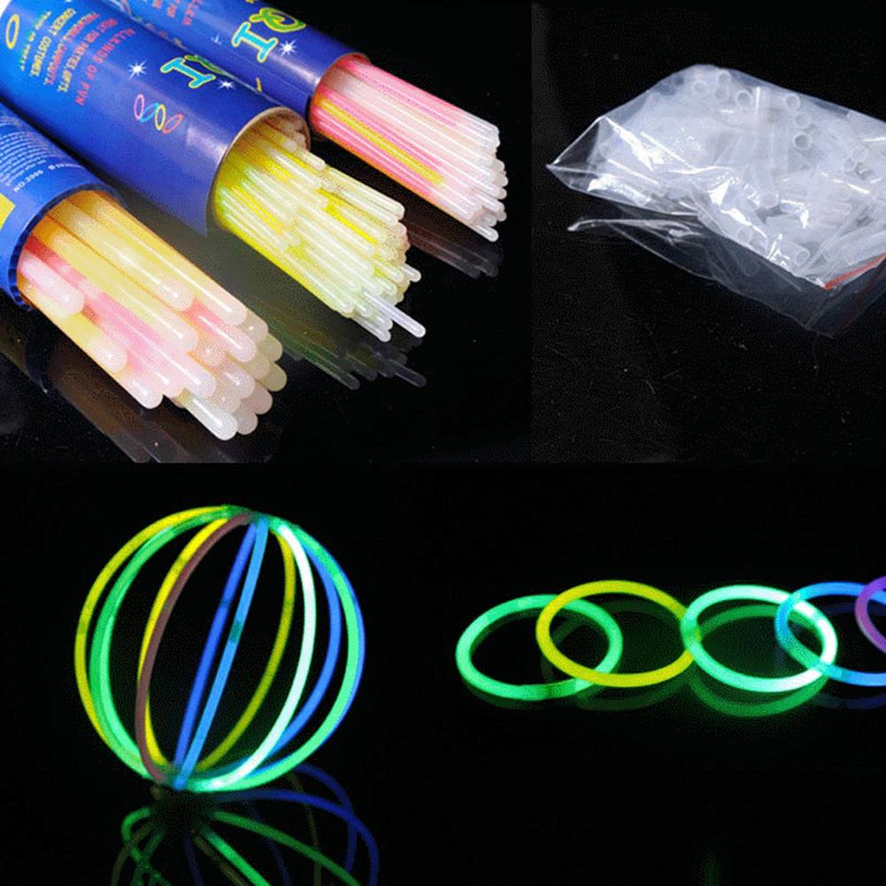 50Pcs 20cm Colorful Luminous Glow Sticks Glowsticks DIY Bracelet Necklace For Party Props Halloween Hiking Decor novelty toys