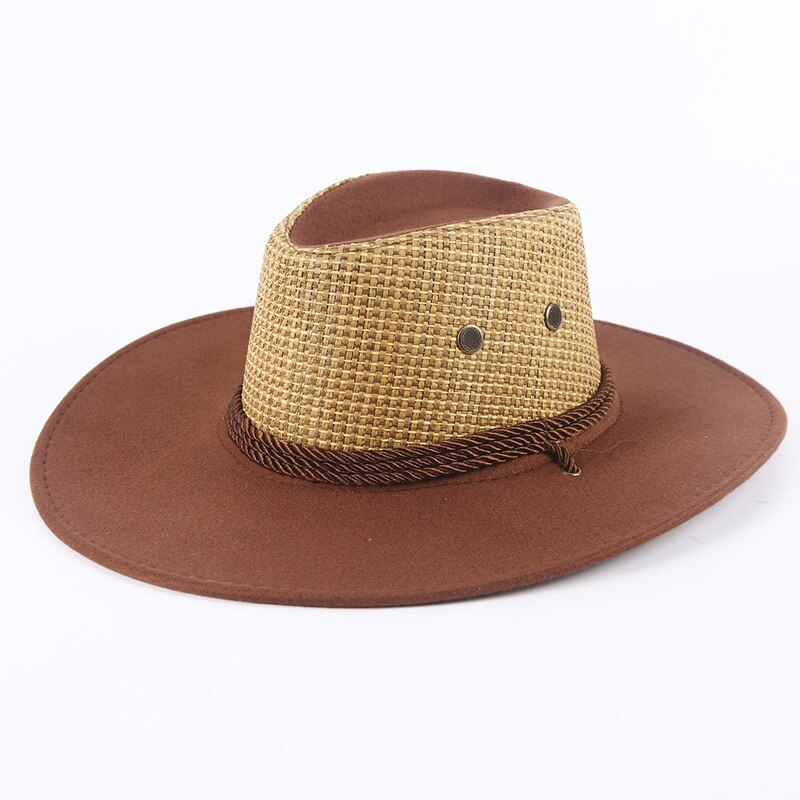 Caluriri miehet naiset cowboy hattu miesten iso lieri kesä merenrantahattu cowboy hattu miesten kiipeilyaurinkohattu rento isäpoika: 4