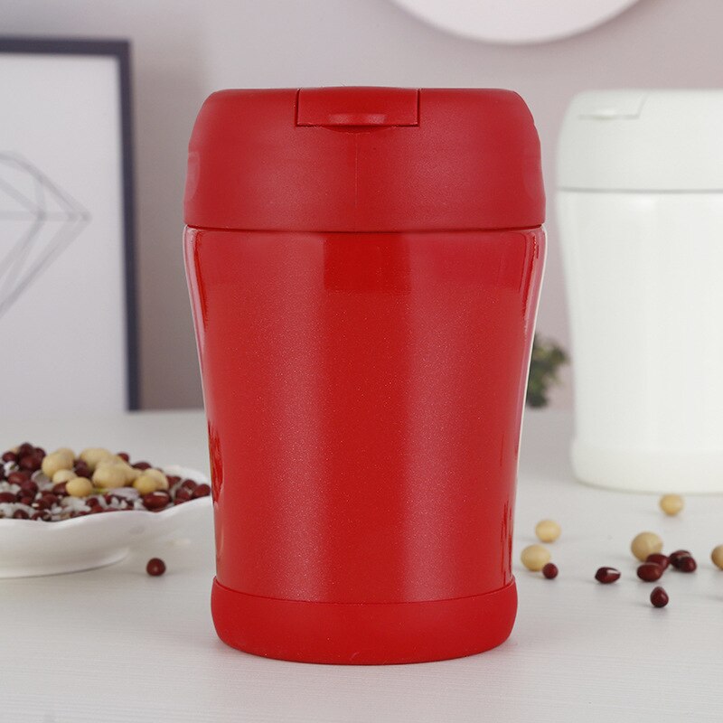 Upors 350ml mattermos med hopfällbar sked 304 rostfritt stål bärbar bento matlåda termoflaska minitermos för mat: Röd
