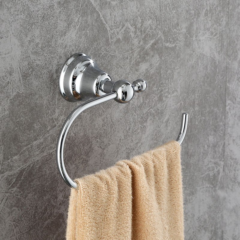 Dongke chromen badkamerhanger koperen handdoekrek eenvoudig europees handdoekrek badkamerbeslag hangerset: Handdoekring