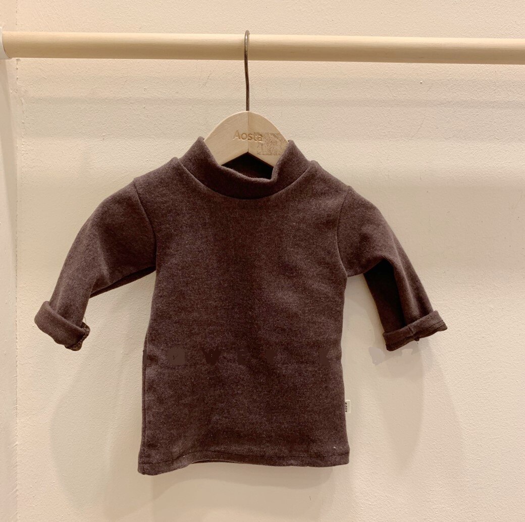 Baby Jongens Lange Mouw T-shirt Tops Solid Katoen Half Hoge Kraag Lange Mouw Tops Bottom Shirt Kid Meisjes Kleding