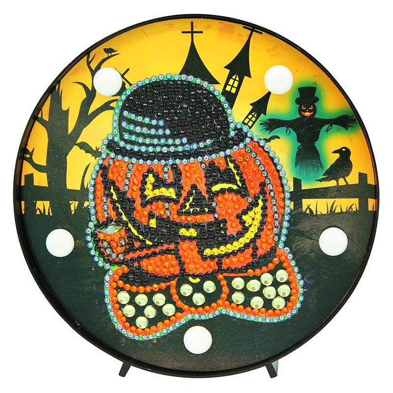 Homfun diamant maleri led lampe lys mandala 5d diamant broderi landskab rhinestones diy diamant jul halloween: Zxd 071