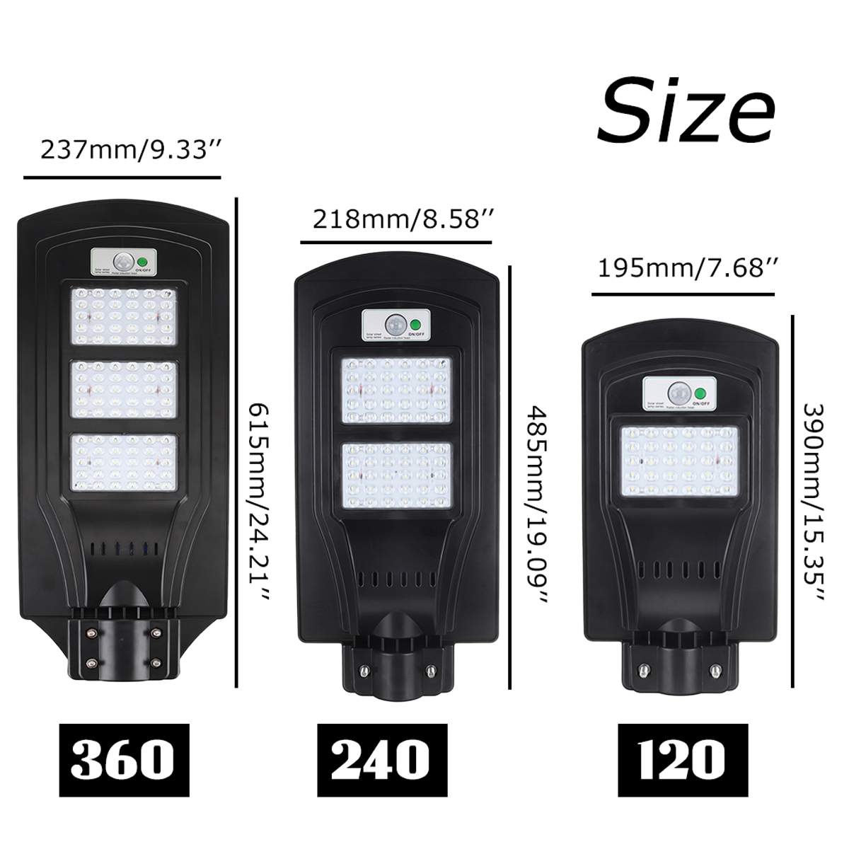 120W/240W/360W Solar Street Light 30/60/90 LED Outdoor Lighting Security Lamp Motion Sensor Waterproof IP67