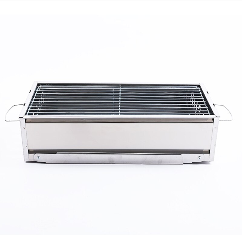 Outdoor portable home square stainless steel metal bbq grill on table: Default Title