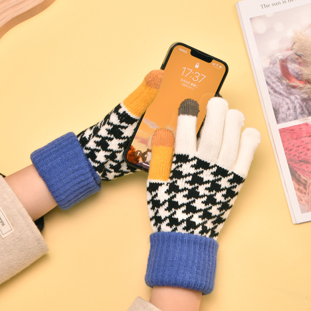 Frauen Herbst Winter Handschuhe Warme Hand Schutz Touchscreen Spleißen Dicke Handschuhe Einfarbig Einfache Lustige
