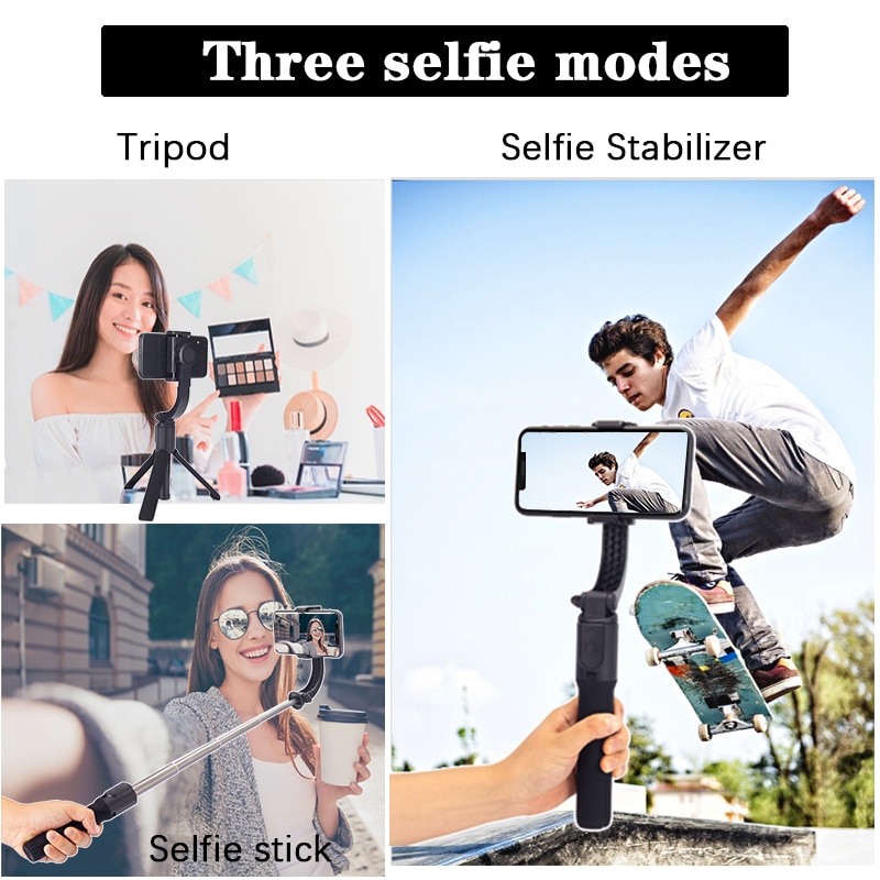 Orsda Cardano stabilizzatore Senza Fili Bluetooth Selfie Bastone Pieghevole mini Treppiede Espandibile Monopiede con Telecomando di Controllo per il Telefono