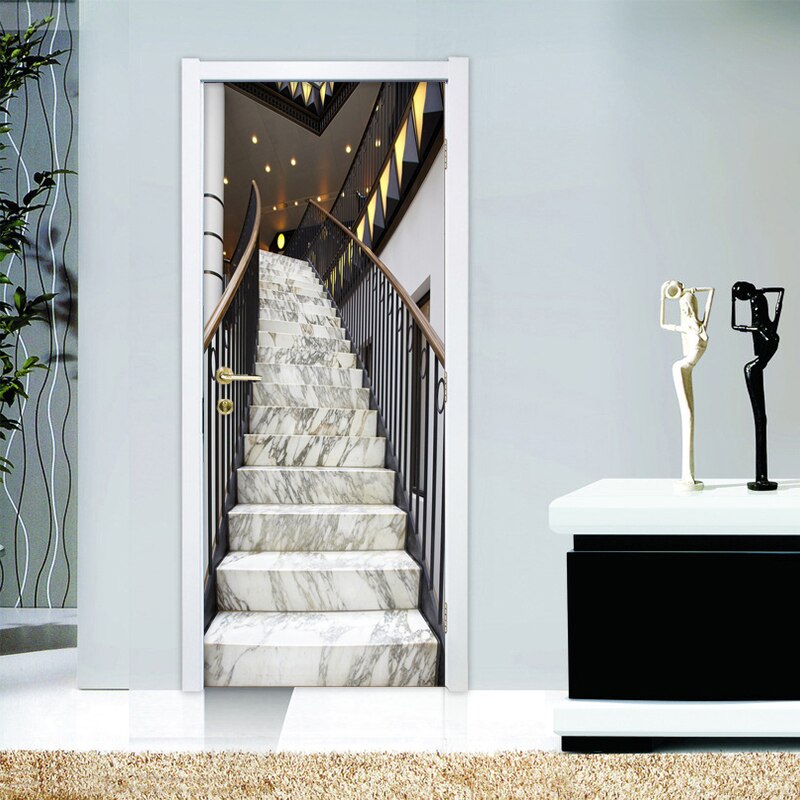 Moderne 3d stereo marmor trapp dør klistremerke stue hotell pvc selvklebende vanntett tapet hjemmeinnredning klistremerker