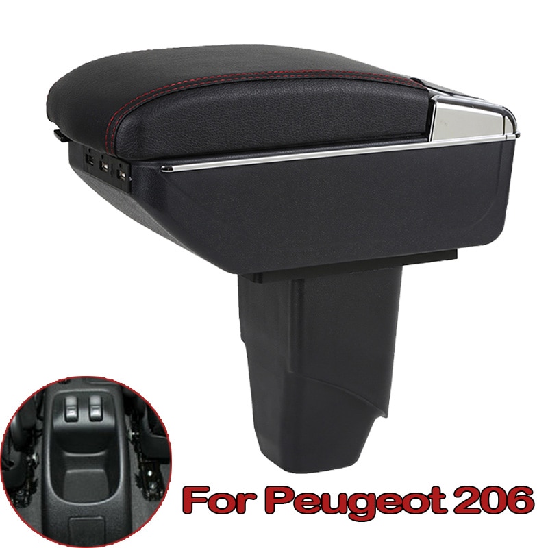 Boîte de rangement, accoudoirs compacts en cuir, pour Peugeot 206, 207, grand espace, Console centrale de voiture, boîte de rangement cendrier