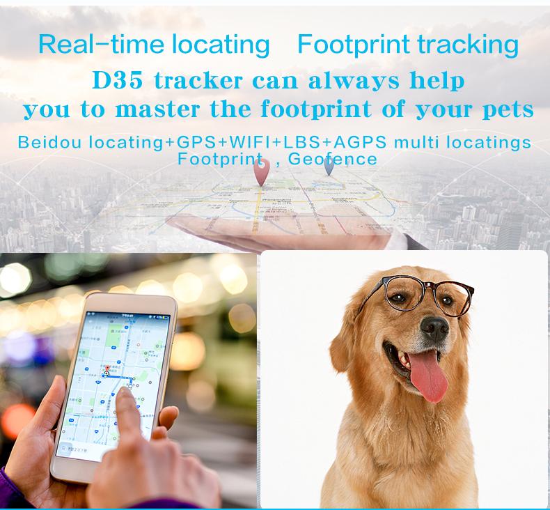 D35 Pet GPS GSM Tracker Dog Cat Real-time Tracking Collar Security Finder Locator