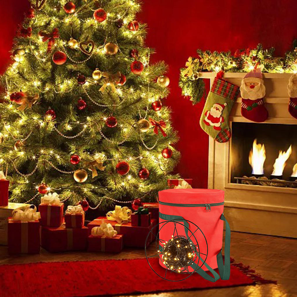 Christmas Light Storage Bag Tear-Proof Heavy Duty Reinforced Stitched Handles Containers for Lights Bulbs