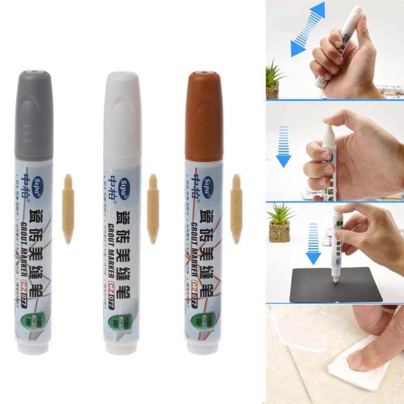 Grout Pen Tile Gap Repair 3 Colors Pen White Tile Refill Waterproof Mouldproof White/Grey/Yellow