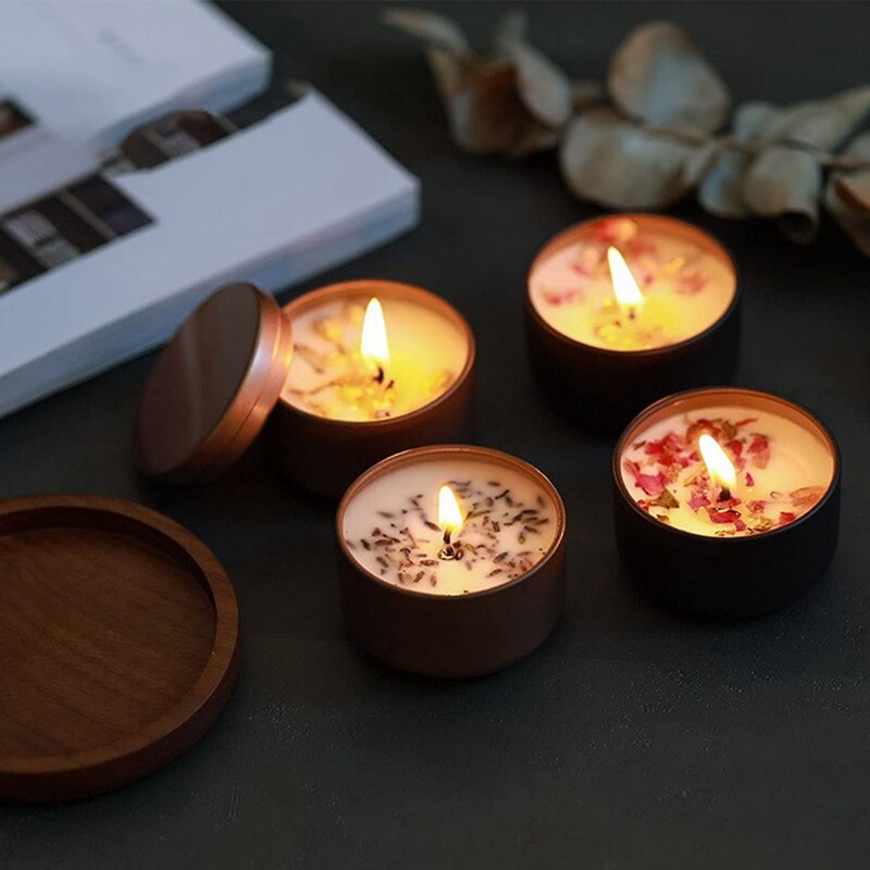 Lata de vela de 4 Oz, 12 Uds., contenedores para velas, latas de vela vacías con tapas a granel, tarros de vela
