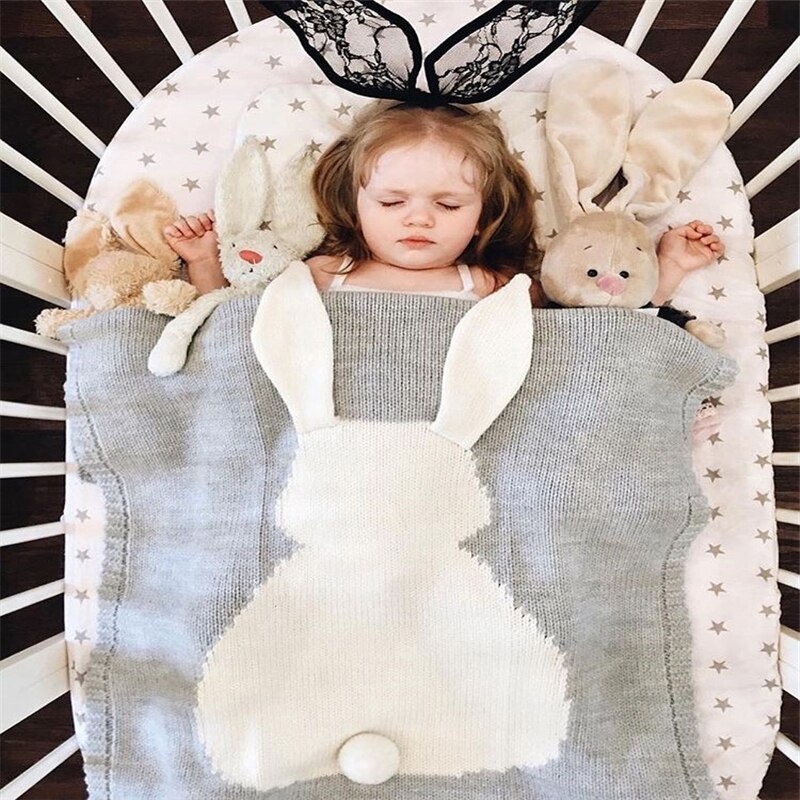 luft tilstand quilt kanin rev strikket baby tegneserie dyr teppe sofa barnevogn dekker låve nyfødt sengetøy swaddle dekk
