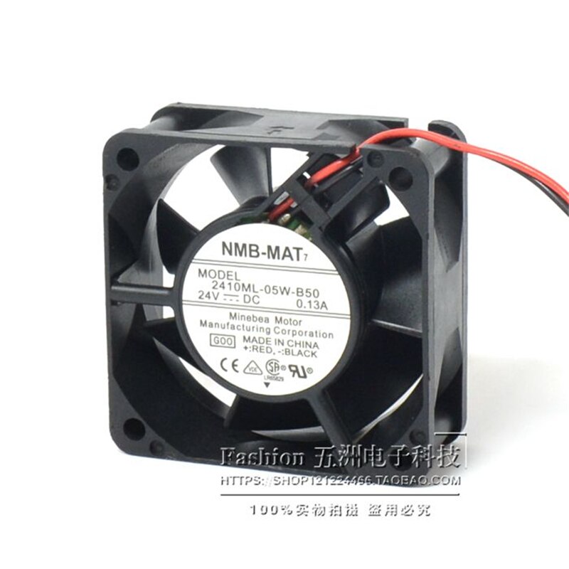 Ventilador de refrigeración para caja de servidor NMB 2410ML-05W-B50 6025, 60MM, 60x60x25MM, 24V, 0.13A, con 2 pines, Original