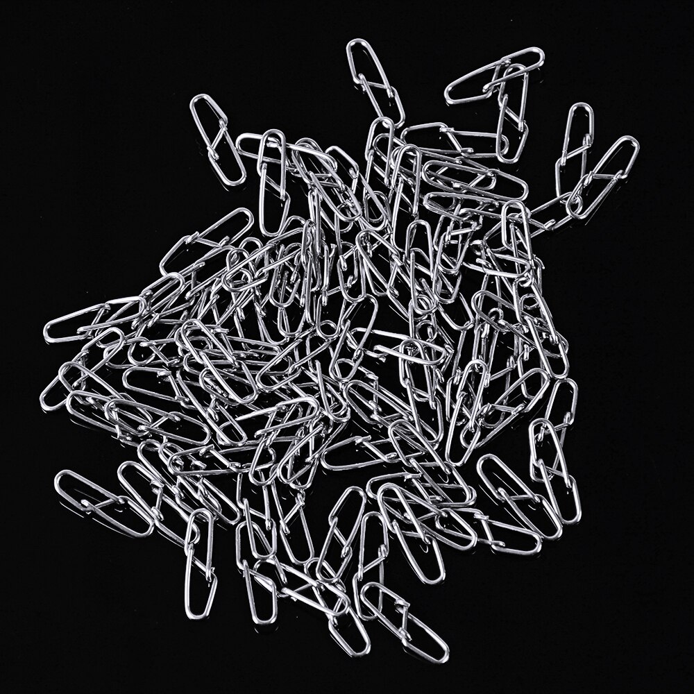 100pcs Barrel Fishing Swivel Safety Snap 12mm-28.5mm Diamond Snap Swivel Snap 0#-6# Fishing Swivels Fishing Tackle